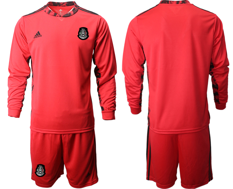 Men 2020-2021 Season National team Mexico goalkeeper Long sleeve red Soccer Jersey->brazil jersey->Soccer Country Jersey